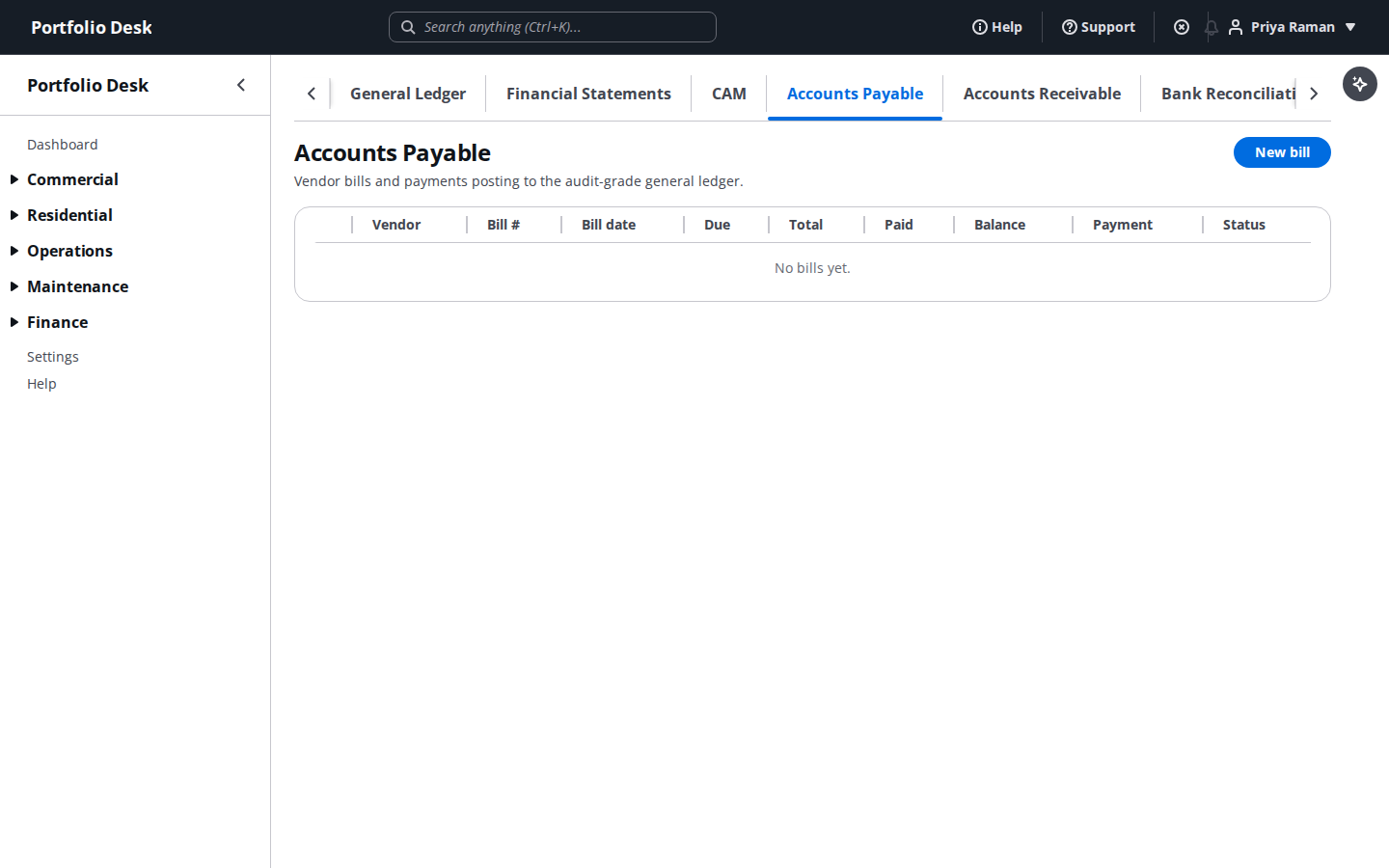 Accounts payable: vendor bills and payments